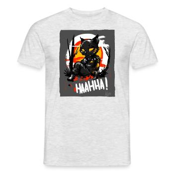 Hahaha, cool cat sitting in the tree - Men's T-Shirt - heather grey - Front - AI Model Male 178 dark (178cm)