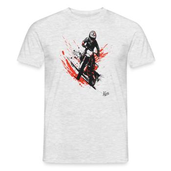 Drift-Motocross: Motorrad Fahrer - Männer T-Shirt - Grau meliert - Vorne - AI Model Male 178 dark (178cm)