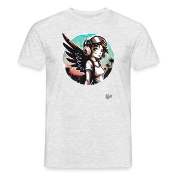 Fille alternative cool avec des ailes d’ange - T-shirt homme - gris chiné - Devant - AI Model Male 178 dark (178cm)