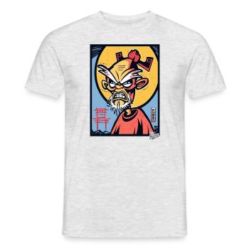 Angry Old Japanese Cartoon Grandpa Samurai - Men's T-Shirt - heather grey - Front - AI Model Male 178 dark (178cm)