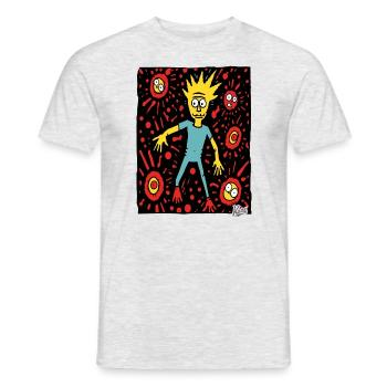 verrückte abstrakte Cartoon-Welt und ein Junge - Männer T-Shirt - Grau meliert - Vorne - AI Model Male 178 dark (178cm)