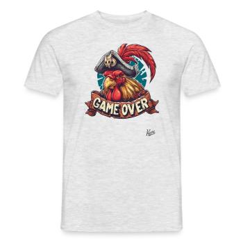 Hahn-Pirat: Das Spiel ist vorbei, Game Over - Männer T-Shirt - Grau meliert - Vorne - AI Model Male 178 dark (178cm)