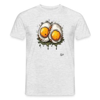 Spiegeleier, 2 mal gekochtes ekelhaftes Ei - Männer T-Shirt - Grau meliert - Vorne - AI Model Male 178 dark (178cm)