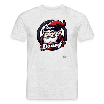 The Funny Hero: Super Dwarf - Männer T-Shirt - Grau meliert - Vorne - AI Model Male 178 dark (178cm)