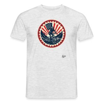Sternen Streifen Patriot: Mountainbiker - Men's T-Shirt - heather grey - Front - AI Model Male 178 dark (178cm)