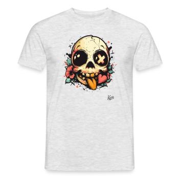 Crâne mignon, drôle, coquin - T-shirt homme - gris chiné - Devant - AI Model Male 178 dark (178cm)