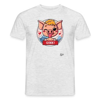 Cute little piggy: OINK! - Men's T-Shirt - heather grey - Front - AI Model Male 178 dark (178cm)