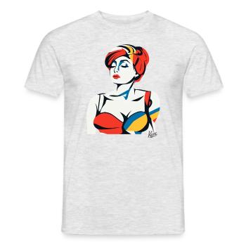 Abstract Art Portrait of a Woman - Men's T-Shirt - heather grey - Front - AI Model Male 178 dark (178cm)