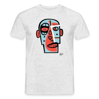 Abstrakte Kubismus Kunst: Ein Gesicht Portrait - Männer T-Shirt - Grau meliert - Vorne - AI Model Male 178 dark (178cm)