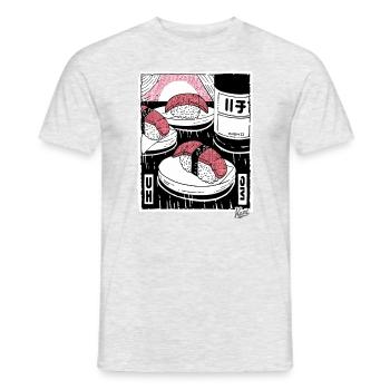 Japanisches Restaurant: Sushi-Rausch - Männer T-Shirt - Grau meliert - Vorne - AI Model Male 178 dark (178cm)