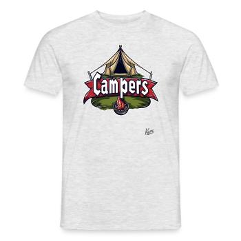 Campfire and Tent: Camper Adventure - Men's T-Shirt - heather grey - Front - AI Model Male 178 dark (178cm)