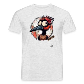 pick pock: Verrückter Lustiger Specht - Männer T-Shirt - Grau meliert - Vorne - AI Model Male 178 dark (178cm)
