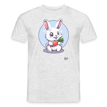 Süß, lustig, glücklicher Hase mit Karotte - Männer T-Shirt - Grau meliert - Vorne - AI Model Male 178 dark (178cm)
