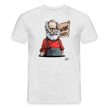 Old craftsman: Work sucks! - Men's T-Shirt - heather grey - Front - AI Model Male 178 dark (178cm)