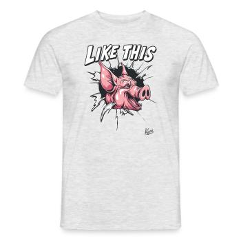 Breakthrough: Like this funny pig - Men's T-Shirt - heather grey - Front - AI Model Male 178 dark (178cm)