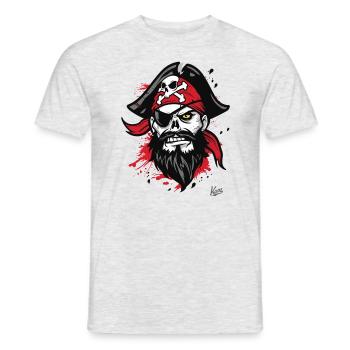 Male Man Funny Skull Pirate - Men's T-Shirt - heather grey - Front - AI Model Male 178 dark (178cm)