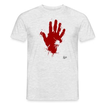 Rote Farbe Tropfende Hand - Männer T-Shirt - Grau meliert - Vorne - AI Model Male 178 dark (178cm)