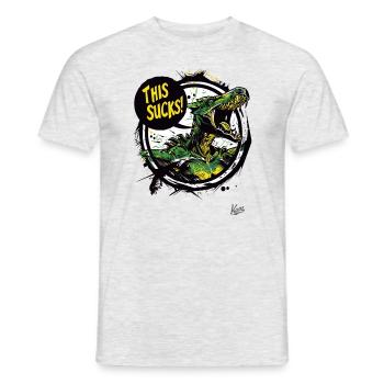 Un dragon en colère et agacé dit : C’est de la merde - T-shirt homme - gris chiné - Devant - AI Model Male 178 dark (178cm)