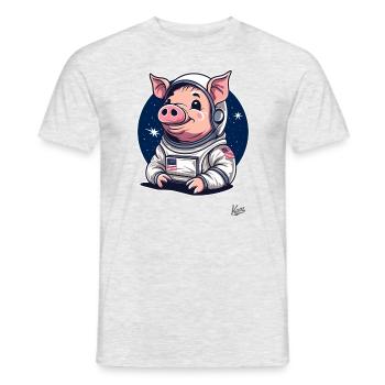 Cute funny space piggy design - Men's T-Shirt - heather grey - Front - AI Model Male 178 dark (178cm)