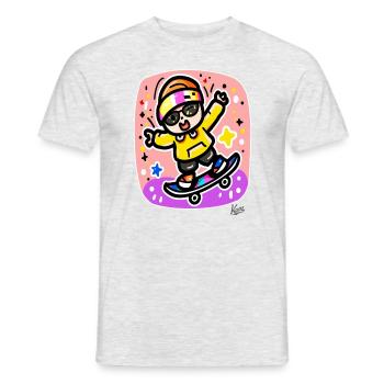 Kleiner Skateboarder beim skaten auf Skateboard - Männer T-Shirt - Grau meliert - Vorne - AI Model Male 178 dark (178cm)