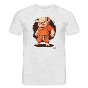 Orange Kung Fu Moine Cochon - T-shirt homme - gris chiné - Devant - AI Model Male 178 dark (178cm)