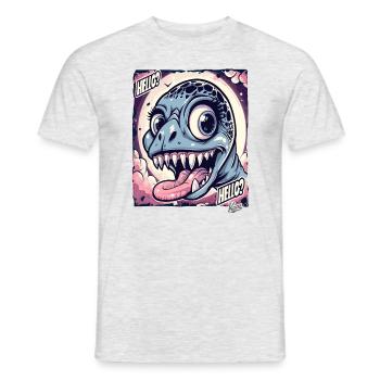 Dragon Dinosaure Dino dit bonjour - T-shirt homme - gris chiné - Devant - AI Model Male 178 dark (178cm)