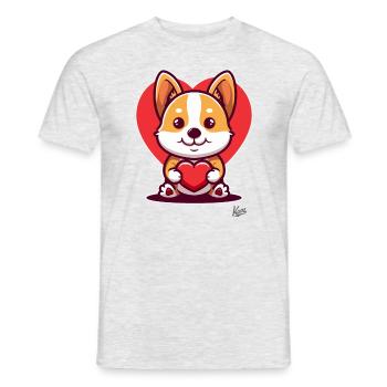 A cute little dog with a heart - Men's T-Shirt - heather grey - Front - AI Model Male 178 dark (178cm)