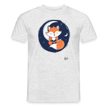 Cute little fox sleeping on the moon - Men's T-Shirt - heather grey - Front - AI Model Male 178 dark (178cm)