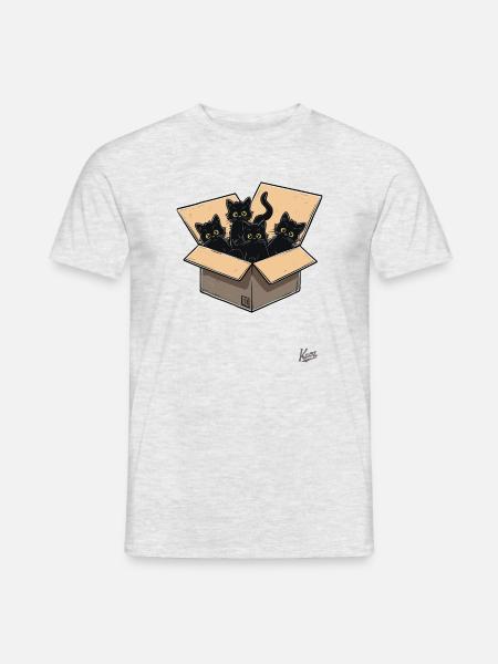 ein Karton voller schwarzer Baby Katzen - Männer T-Shirt - Grau meliert