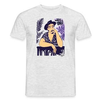 Vintage Man at the Table – Contemporary Art - Men's T-Shirt - heather grey - Front - AI Model Male 178 dark (178cm)