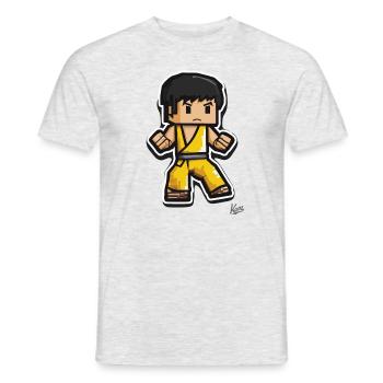 Survêtement jaune : Pixel Kung Fu Lee - T-shirt homme - gris chiné - Devant - AI Model Male 178 dark (178cm)