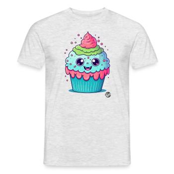 Overdose of Cuteness - Cutest Cupcake - Men's T-Shirt - heather grey - Front - AI Model Male 178 dark (178cm)