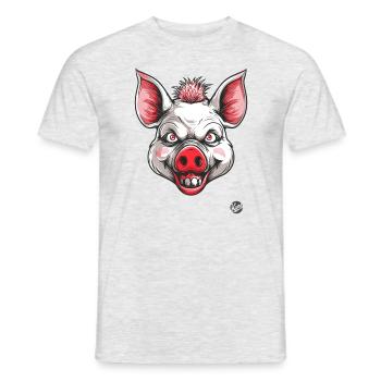 Cochon blanc effrayant psycho horreur - T-shirt homme - gris chiné - Devant - AI Model Male 178 dark (178cm)