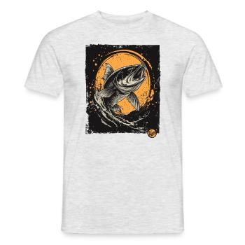 For anglers while fishing, a fish - Men's T-Shirt - heather grey - Front - AI Model Male 178 dark (178cm)