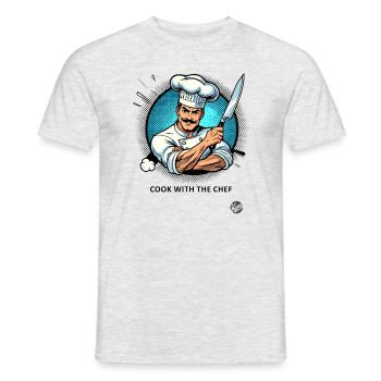 Cuisiner avec le chef-chef - T-shirt homme - gris chiné - Devant - AI Model Male 178 dark (178cm)