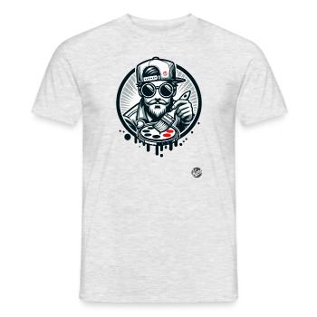 Street-Art-Künstler mit Farb-Palette - Männer T-Shirt - Grau meliert - Vorne - AI Model Male 178 dark (178cm)