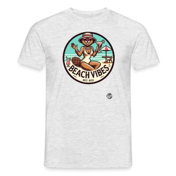 Biber-Dame bringt Retro Urlaub Strand-Vibes - Männer T-Shirt - Grau meliert - Vorne - AI Model Male 178 dark (178cm)