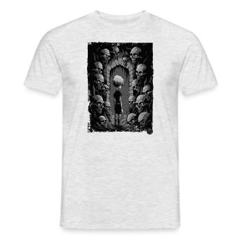Junge im Kerker mit Totenköpfen - Männer T-Shirt - Grau meliert - Vorne - AI Model Male 178 dark (178cm)