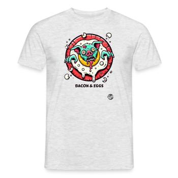 Spiegelei und Speck-Schwein zum Frühstück - Männer T-Shirt - Grau meliert - Vorne - AI Model Male 178 dark (178cm)
