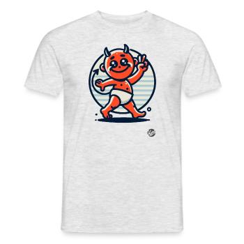 Vintage Retro Cartoon-Stil: Süßer kleiner Teufel - Männer T-Shirt - Grau meliert - Vorne - AI Model Male 178 dark (178cm)