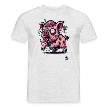 Rotten Brain – Funny Zombie Pig - Men's T-Shirt - heather grey - Front - AI Model Male 178 dark (178cm)