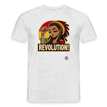Rasta Girl : Révolution rastafari - T-shirt homme - gris chiné - Devant - AI Model Male 178 dark (178cm)