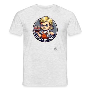 Mädchen mit Gehirn-Burger, Ich esse das nicht - Männer T-Shirt - Grau meliert - Vorne - AI Model Male 178 dark (178cm)