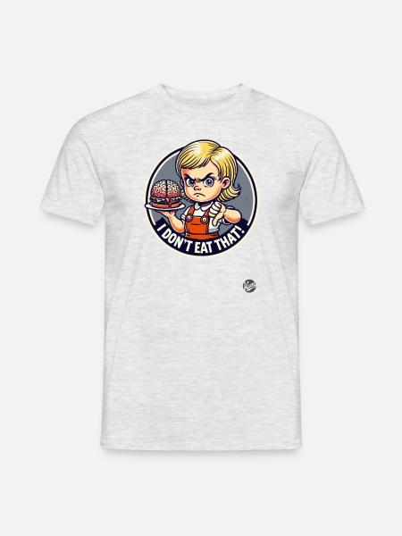 Mädchen mit Gehirn-Burger, Ich esse das nicht - Männer T-Shirt - Grau meliert