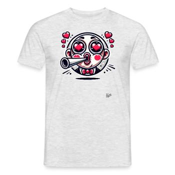 Retro man in love with eyes made of hearts - Men's T-Shirt - heather grey - Front - AI Model Male 178 dark (178cm)
