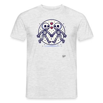 Two skeletons in love - Men's T-Shirt - heather grey - Front - AI Model Male 178 dark (178cm)