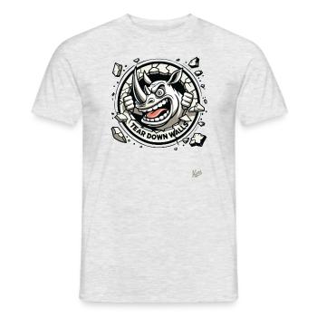Break and tear down the walls, wild rhinoceros - Men's T-Shirt - heather grey - Front - AI Model Male 178 dark (178cm)