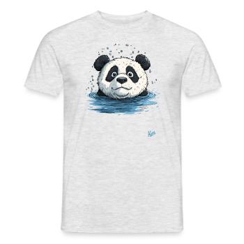Little panda in the water - Men's T-Shirt - heather grey - Front - AI Model Male 178 dark (178cm)
