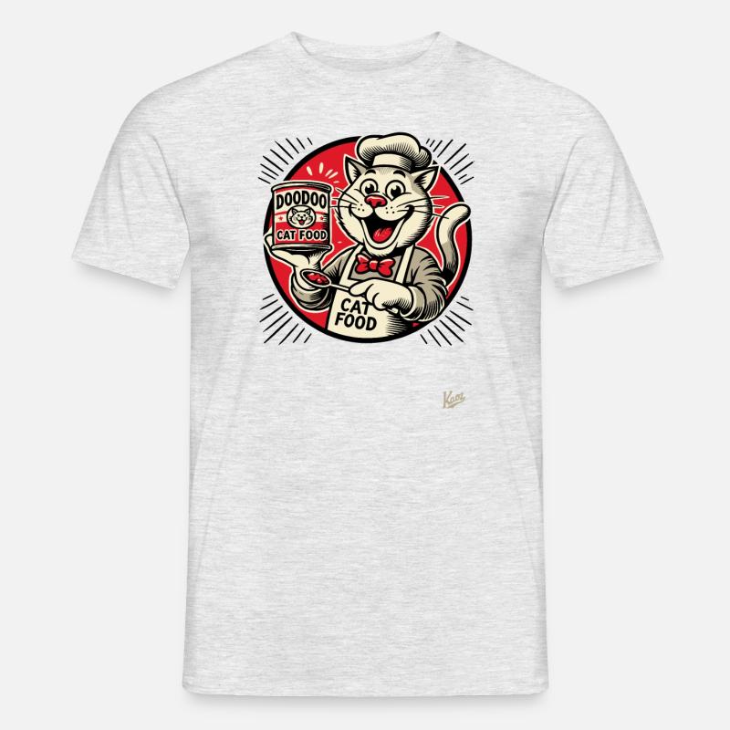 lecker DooDoo Katzenfutter mit Koch-Katze - Männer T-Shirt - Grau meliert