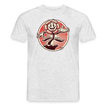Lustige Retro-Cartoon-Blume - Männer T-Shirt - Grau meliert - Vorne - AI Model Male 178 dark (178cm)